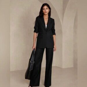 Banana Republic Black Lido Wide Leg Wool Pants size 10